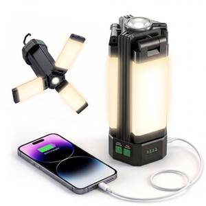 lot 4669 image: NICKLUC Rechargeable Camping Lantern, Battery Powered Emergency Lantern for Power Outages, Hurricane, Car Repair, 2200LM Portable Work Light with Magnetic Base