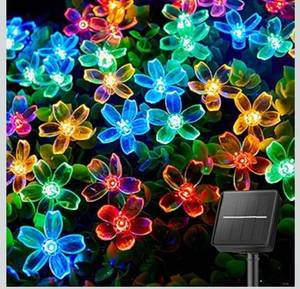 lot 4670 image: Brightown 60 LED Flower Solar String Lights Outdoor Waterproof Fairy Lights for Garden Yard Fence Patio Christmas Tree Wedding Party Decor, Multicolor