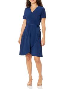 lot 4674 image: Star Vixen Womens Petite Short Sleeve Ballerina Wrap Dress L