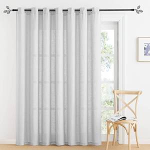 lot 4678 image: RYB HOME Grey Sheer Curtains - Linen Textured Semi Transparent Light Airy Country Rustic Window Drapes for Bedroom Living Room Dining, W 60 x L 84 inch, 1 Panel, Dove Grey
