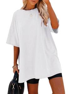 lot 4683 image: Remidoo Womens Oversized T Shirt Crewneck Solid Short Sleeve Baggy Cotton Tee Top White Small