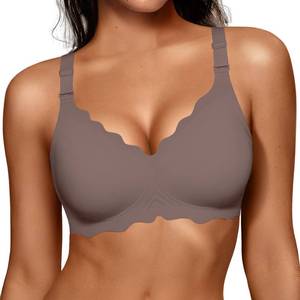 lot 4685 image: OEAK Women Jelly Bras No Underwire Scalloped Push Up Buttery Soft Tshirt Bra Seamless Full Coverage Convertible Everyday Bra Grey,2XL