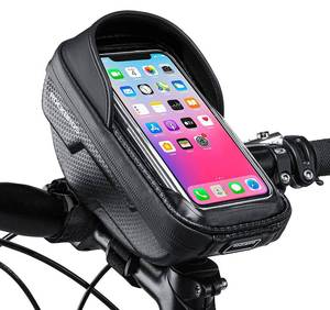 lot 4702 image: ROCKBROS Bike Phone Mount Bag Bike Front Frame Handlebar Bag Waterproof Bike Phone Holder Case Bicycle Accessories Pouch Sensitive Touch Screen Compatible with iPhone Below 6.5