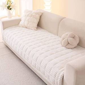 lot 4704 image: Awjcsv Couch Cover for Dogs Washable, Fuzzy Pet Couch Covers for 3 Cushion Sofa Pet Friendly, Non Slip Sofa Cover (White, 35 X 6390 X 160cm)
