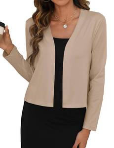 lot 4707 image: Zeagoo Womens Bolero Shrug Long Sleeve Open Front Cropped Cardigan Shrugs Sweater Kimono Cardigans Tops Khaki Small