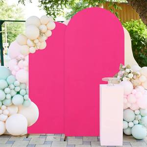 lot 4709 image: FUHSY Spandex Arch Cover Set of 2 Hot Pink Arch Stand Covers 7.2FT, 6FT Arched Backdrop Stand Cover Pink Wedding Decorations Chiara Backdrop Stand Set Cover for Graduation Birthday Party Decorations