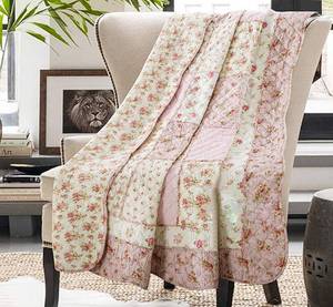 lot 4711 image: Cozyholy Original 100% Cotton Quilt Full Queen Size Pink Floral Patchwork Quilt, Lightweight Reversible Bedspread Quilted Throw Blanket, Vintage Shabby Chic Cottage Bedding Coverlet for Bed Couch Sofa