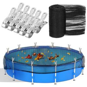 lot 4713 image: 12 Feet Round Leaf Net Cover for Above Ground Pool, 12ft Winter Cover Mesh Cover with 10 Pcs Large Metal Clips Pool Safety Net Fits 12FT Above Ground Pools, Keeps Leaves Out of Your Pool -Black