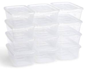 lot 4714 image: Rubbermaid Cleverstore 6 Qt Clear Storage Bins with Lids, 12-Pack, Stackable, BPA-Free, Made in USA