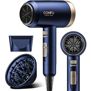 Hair Dryers for Women, CONFU Hair Dryer with Diffuser, Blow Dryers for Men, Hairdryer with Diffuser Attachment, Portable Lightweight Fast Drying Negative Ion Hairdryer