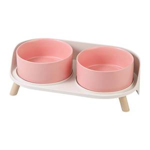 lot 2195 image: Elevated Ceramic Dog Bowl Set - Double Dog Feeding Bowls with Stand Splash Proof - Raised Dishes for Food and Water - Ideal for Small to Medium Dogs - 2 x 720 ml - 11.3 oz - Pink