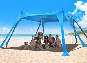 lot 2198 image: Osoeri Beach Tent, Camping Sun Shelter UPF50 with Ground Pegs &amp Stability Poles, Outdoor Shade Beach Canopy