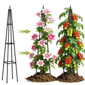 lot 2208 image: Obelisk Trellis for Climbing Plants Outdoor,5.2 Ft Garden Trellis for Potted Plants, Metal Trellis with Anti-Rust Coated for Potted Plants Indoor, Plant Support for Vegetables, Vines