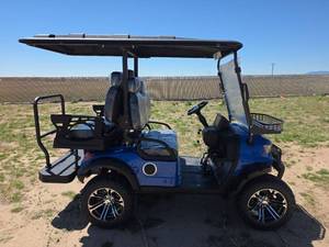 lot 6510 image: Captok Electric Off-Road Golf Cart 4-Person Model GC22S 60V with Batteries - Blue Color (Unassembled) - Black Color