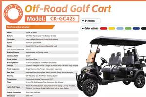 lot 6513 image: Captok Electric Off-Road Golf Cart 6-Person Model GC42S 60V with Batteries (Unassembled) - Orange Color