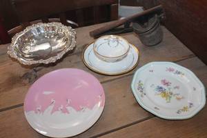 lot 1686 image: Vintage Ricer, Silver Serving Bowl & More