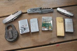lot 1698 image: Vintage Lighters, Pad Lock and More