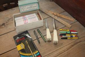 lot 1701 image: Box of Vtg. Pepsi-Cola Advertising Pencils & More
