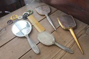 lot 1702 image: Antique Dresser Mirrors, Brush and More
