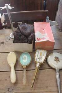 lot 1703 image: Antique Dresser Brushes, Mirror and More