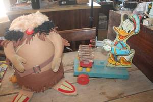 lot 1713 image: Vintage Donald Duck Wooden Pull Toy & More