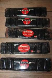 lot 1800 image: Vintage Metal Prang Water Color Paint Boxes