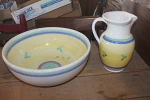 lot 1806 image: Large Wash Basin Bowl and Pitcher 14 wide