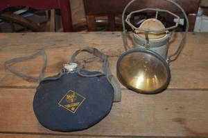 lot 1865 image: Antique Lantern and Boy Scout Canteen