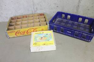lot 1870 image: Vintage Pop Crates and Butterfly Feeder