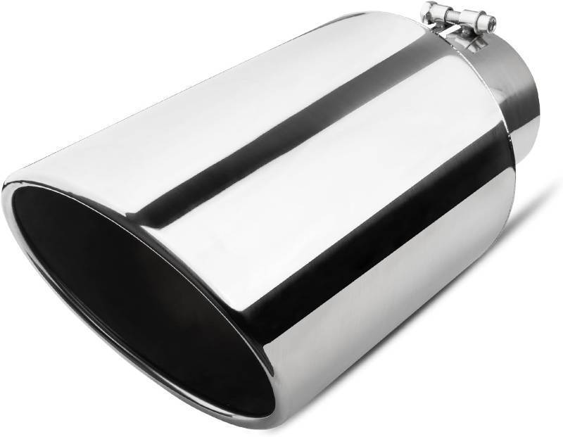 lot 20638 image: Vurkcy 5 inch Inlet Exhaust Tip, 8 Outlet 15 Overall Length Stainless Steel Exhaust Tail Pipe, Bolt-On, Rolled Edge, Slant Sleek Angle Cut, Polished Tailpipe, Silvery
