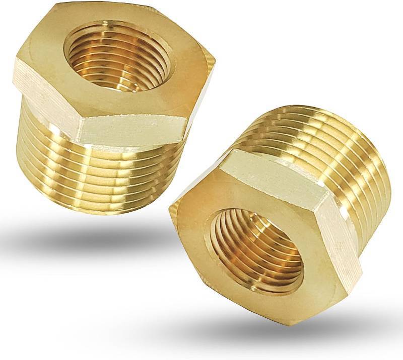 lot 20677 image: 2 Pcs Brass 12 Male to 14 Female Reducer Bushing, 12 Inch Male to 14 Inch Female NPT Pipe Fitting Reducing Adapter Tube Connector Convert (12 MNPT x 14 FNPT)