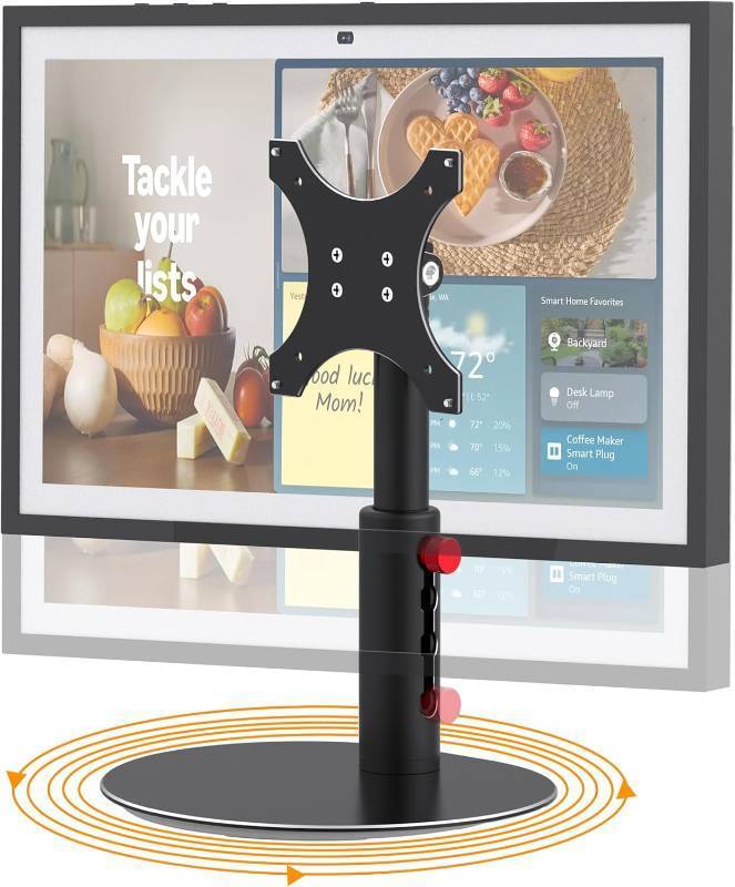 lot 19417 image: Laivli Black Rotatable Stand Compatible with Echo Show 2115, Easy to Adjust - Tilt 90  and 4-Step Adjustable Height with 360  Rotating Base, Sleek Aluminum Bracket for Show 15 2nd Gen (Rotatable)