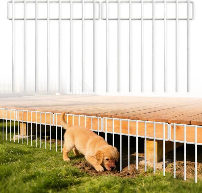 lot 19471 image: HIHADUUM 20Ft(L) X 13Inch(H) Animal Barrier Fence - 14 Pack White Garden Fence Animal Barrier Panels Metal No Dig Fence Panels Rustproof Border Fencing for Dog Rabbit Protection Yard Garden Outdoor