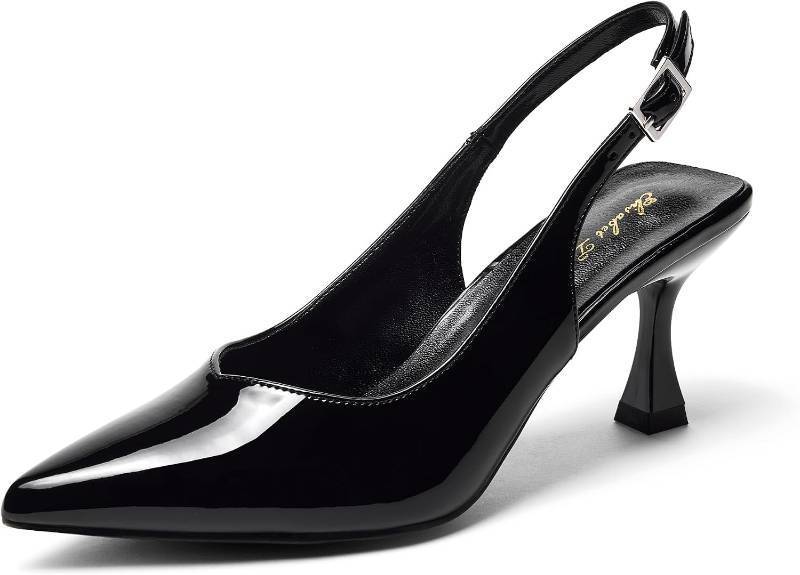 lot 19556 image: Elisabet Tang Womens Kitten Heel Slingback Low Pumps 3 Inches Stiletto Pointed Closed Toe Elegant Dressy Bridal Wedding Party Shoes SIZE 5 12, COLOR WHITE