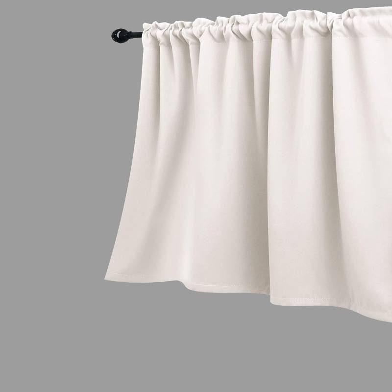 lot 19564 image: KOUFALL Cream White Valances for Windows Rod Pocket Off White Ivory Blackout Curtain Valances for Living Room 52 x 15 Inch Length Cream Beige
