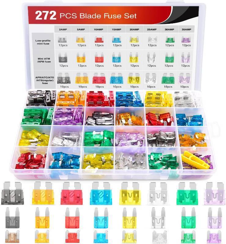 lot 20015 image: Nilight - 50019R 272pcs Standard & Mini & Low Profile Mini Blade Fuse Assortment, 2A 5A 10A 15A 20A 25A 30A 35A Replacement Fuses for Car Boat Truck SUV Automotive