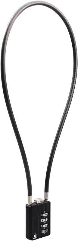 lot 20484 image: RESET-201 4-Digit Cable Padlock, 20 in 50cm 5mm Cable Loop, 1 Pack  20 in 50cm flexible 5mm cable loop reaches wider items for everyday light-duty secondary locking.