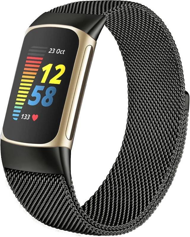 lot 20518 image: surundo Compatible with Fitbit Charge 6Charge 5 BAND for Wmen Men, Metal Mesh Milanese Loop Adjustable Strap Replacement for Fitbit Charge 6Charge 5 Advanced Fitness &amp Health Trackers