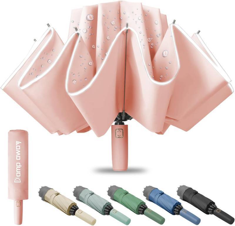 lot 20790 image: Windproof Travel Umbrella for Rain, Large Portable Reverse Folding Car Umbrella, Inverted Design, Compact Auto Open Close with Durable Waterproof Canopy, Fits BackpackWomen Men, 45.6 Inch