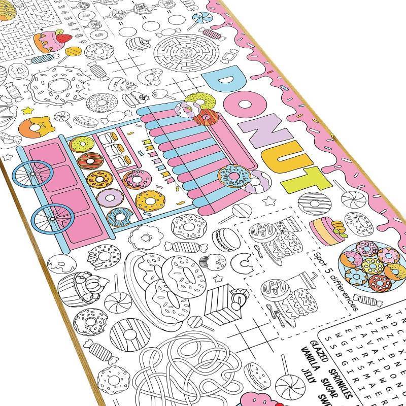 lot 20983 image: Donut Giant Coloring Poster Candyland Large Versatile Activity Drawing Paper Coloring Tablecloth DIY Dessert Theme Game Poster Table Cover Art Craft Painting Mat Home Classroom Party Supplies