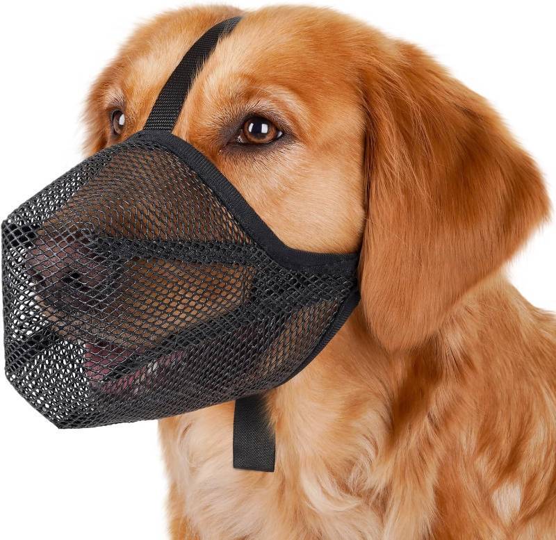 lot 21018 image: Mayerzon Dog Muzzle, Soft Mesh Muzzle for Small Medium Large Dogs Anti Bite Scavenging, Breathable Adjustable Mouth Guard for German Shepherd Labrador Golden Retriever in Grooming Walking Vet Visits Size Medium