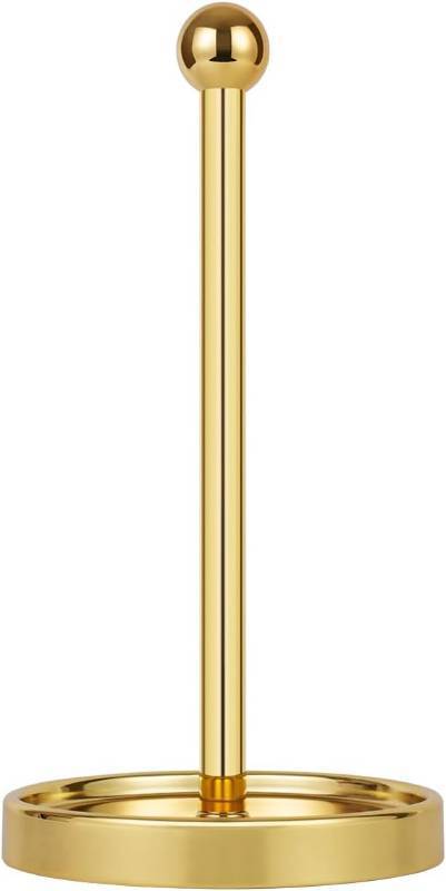 lot 21232 image: Ivilon Countertop Paper Towel Holder - Modern Sleek Ball Minimalist Design - Color Gold Polished