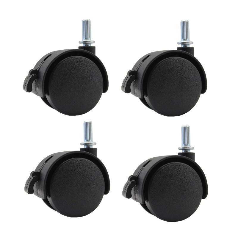 lot 21240 image: Swivel Caster Wheels 4 Pack 1.5 Inch Locking Casters with 6.25mm Diameter Straight-line Stem, Wheel Replacement for Plastic Furniture Drawer Carts, Boxes, Cabinets, Shelves with Reserved Holes