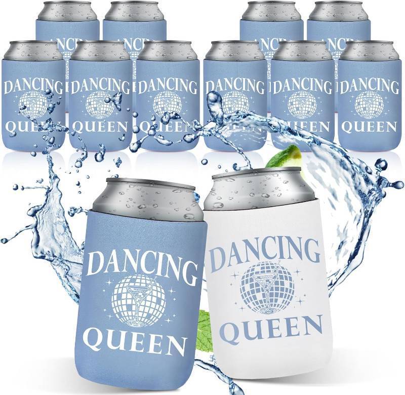 lot 21684 image: SiliFine 12 Pcs Bachelorette Party Can Sleeves Bulk Coquette Bachelorette Party Decoration Cowgirl Can Sleeves for Bridal Shower Gifts(4 x 2.4 Inches,Dancing Queen)
