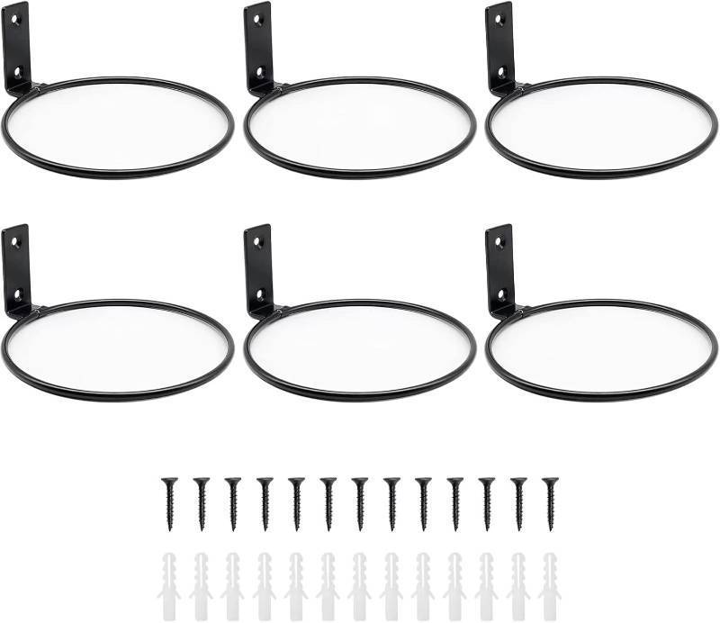 lot 21806 image: 6 Pack 6 Inch Wall Flower Pot Holder Ring Plant Hanger, Metal Planter Hooks Wall Mounted Bracket Heavy Duty for Outdoor Indoor