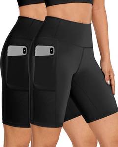 lot 26810 image: Buauty 2 Pack High Waisted Biker Shorts Women Tummy Control with Pocket 8 Yoga Running Workout Spandex Compression Shorts SIZE XL