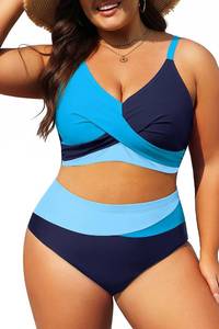 lot 26812 image: Tempt Me Plus Size Two Piece Swimsuit - Women High Waisted Bikini Set Tummy Control Bathing Suits 18 W