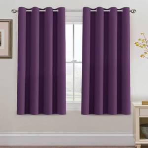 lot 26825 image: H.VERSAILTEX Blackout Curtain for Living Room Thermal Insulated Window Treatment Curtain 54 inch Length Energy Saving Solid Grommet Top Blackout Drape, One Panel, Plum Purple, 52 W x 54 L