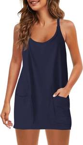 lot 26844 image: Panadila Womens Summer Sleeveless Mini Dress V Neck Spaghetti Strap Sundress Athletic Short Dress with Pockets SIZE L