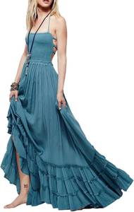 lot 26850 image: R.Vivimos Womens Summer Boho Sexy Backless Long Dresses SIZE S